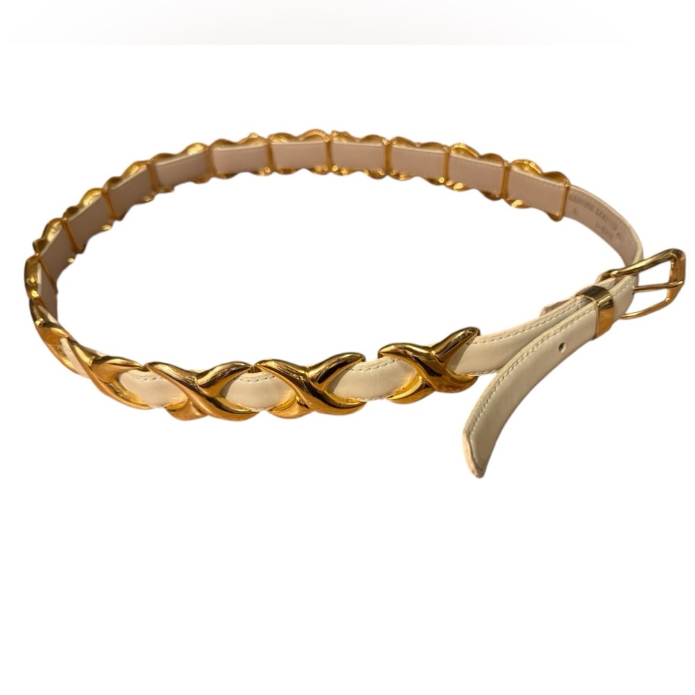 Gold and Cream Captiva Leather Belt